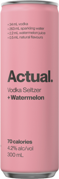 Actual Vodka Seltzer Watermelon Can 4X300ML