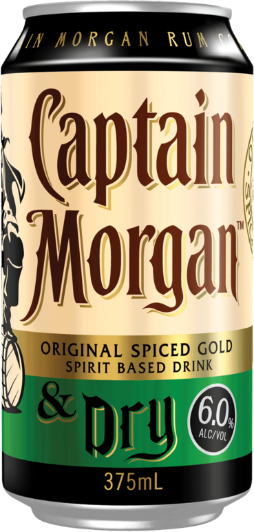 null Captain Morgan Rum & Dry 6% Can 24X375ML