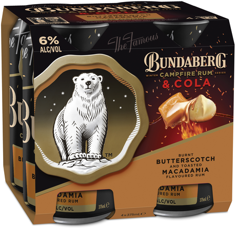 Bundaberg Butterscotch & Macadamia Rum & Cola Can 4X375ML