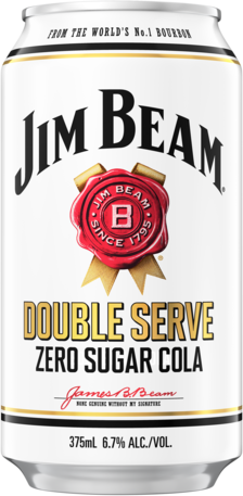 Jim Beam White Double Serve Bourbon & Zero Cola 6.7% Can 6X375ML
