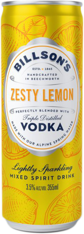 Billson's Vodka & Zesty Lemon Can 4X355ML