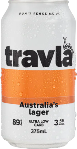 Travla Low Carb Mid Strength Lager Can 24X375ML