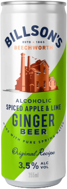Billsons Ginger Beer Spiced Apple Lime Can 4X355ML