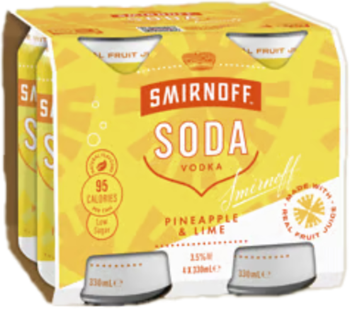 Smirnoff Soda & Pineapple & Lime 3.5% Can 4X330ML