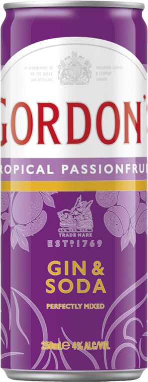 Gordons Tropical Passionfruit Can 4X250ML