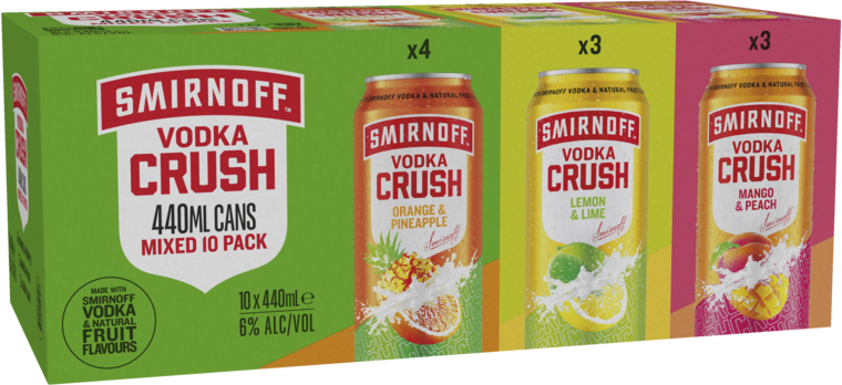 Smirnoff Crush Mixed 6% Can 10X440ML