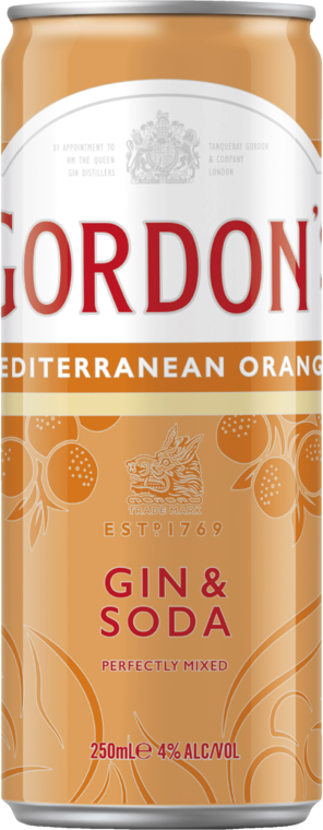 Gordons Mediterranean Orange & Soda Can 4X250ML