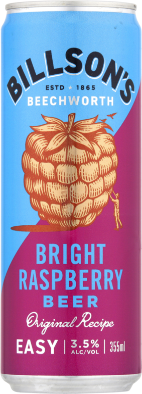 Billsons Bright Raspberry Beer Can 24X355ML