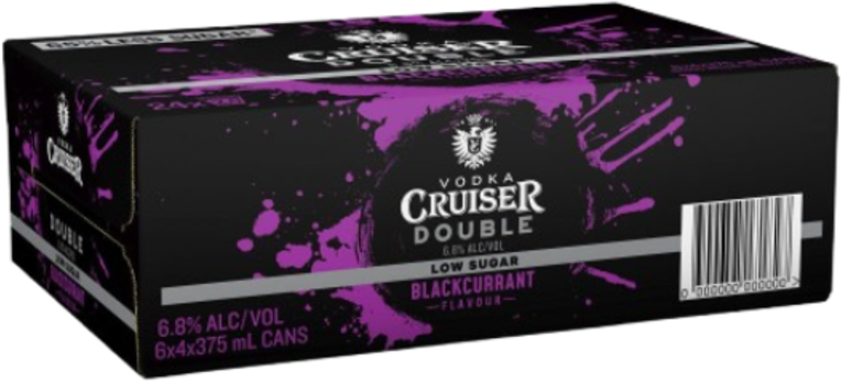 Vodka Cruiser Double Low Sugar Blackcurrant 6.8% Can 24X375ML