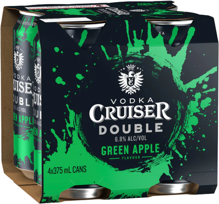 Vodka Cruiser Double Green Apple 6.8% Can 4X375ML