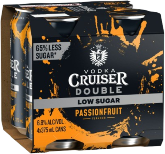 Vodka Cruiser Double Low Sugar Passionfruit 6.8% Can 4X375ML