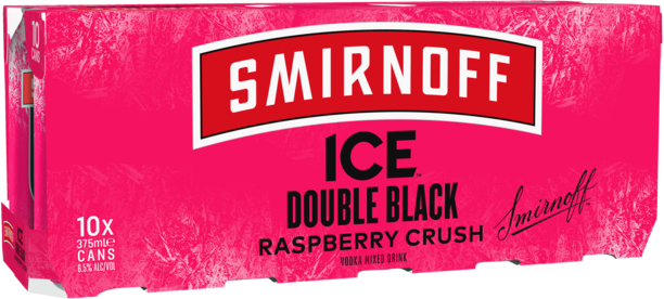 Smirnoff Ice Double Black 6.5% Raspberry Crush Can 10X375ML