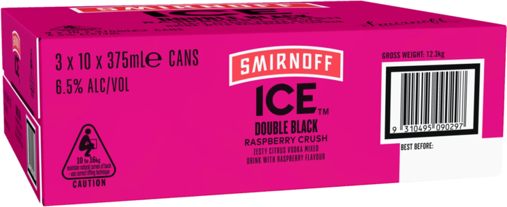 Smirnoff Ice Double Black 6.5% Raspberry Crush Can 3X10X375ML