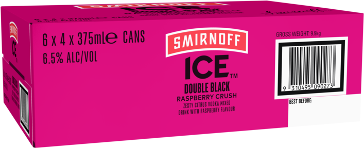 Smirnoff Ice Double Black 6.5% Raspberry Crush Can 24X375ML