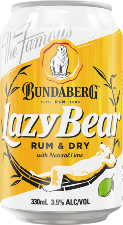 null Bundaberg Lazy Bear Dry & Lime 3.5% Can 10X330ML