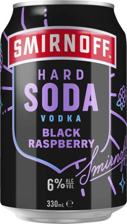Smirnoff Hard Soda Black Raspberry 6% Can 4X330ML