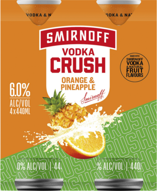 Smirnoff Crush Orange & Pineapple 6% Can 4X440ML