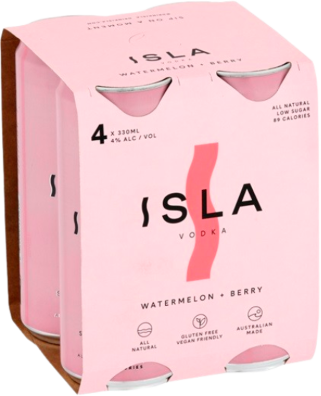 Isla Vodka Watermelon & Berry Can 4X330ML