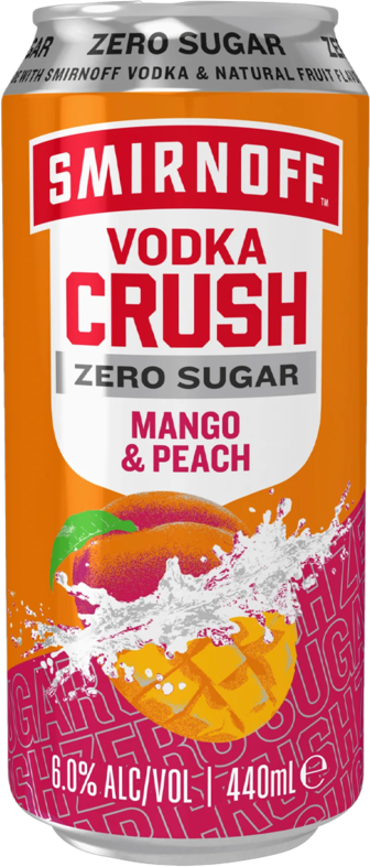 Smirnoff Crush Zero Sugar Mango & Peach 6% Can 1X440ML
