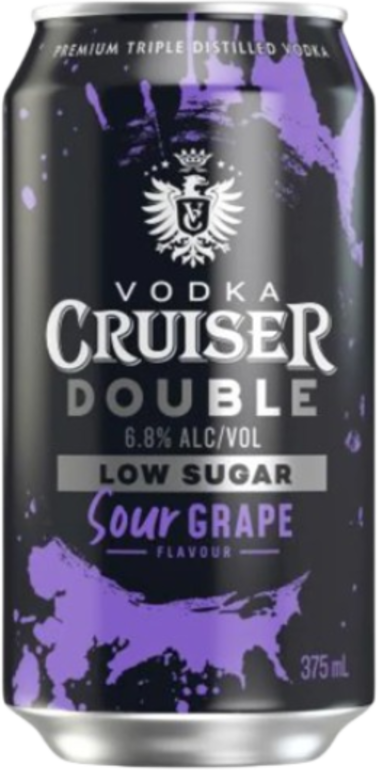 Vodka Cruiser Double Low Sugar Sour Grape 6.8% Can 1X375ML