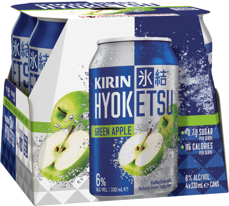Kirin Hyoketsu & Green Apple 6% Can 4X330ML