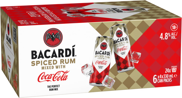 Bacardi Spiced & Coca Cola 4.8% Can 24X330ML