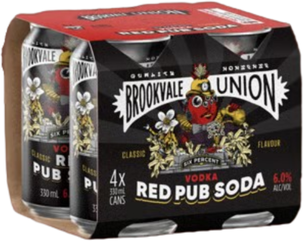 Brookvale Union Vodka Red Pub Soda 6% Can 4X330ML