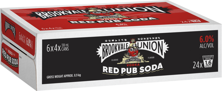 Brookvale Union Vodka Red Pub Soda 6% Can 24X330ML