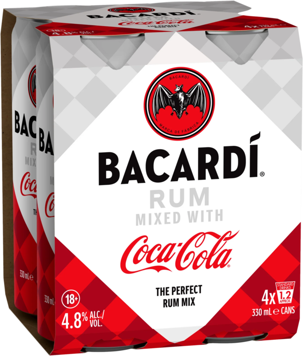 Bacardi & Coca Cola 4.8% Can 4X330ML