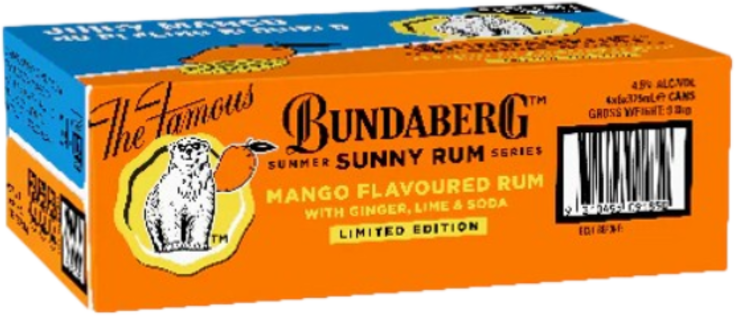 Bundaberg Sunny Rum Mango Lime Ginger Can 24X375ML