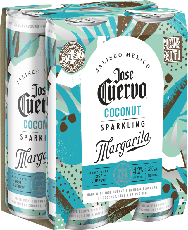 Jose Cuervo Sparkling Coconut Margarita Can 4X330ML