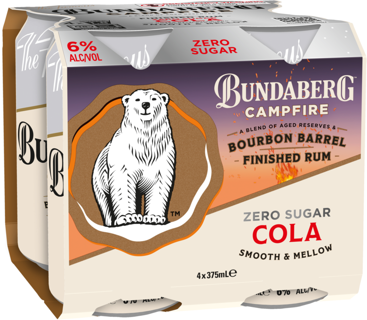 Bundy Campfire Bourbon Barrel & Zero Cola 6% Can 4X375ML