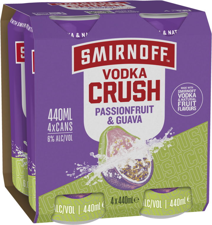 Smirnoff Crush Passionfruit & Guava 6% Can 4X440ML