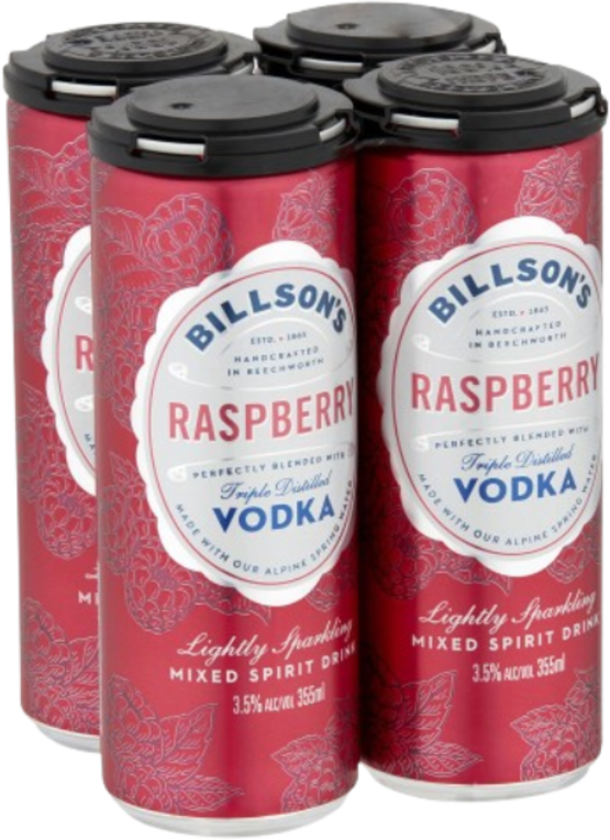 Billsons Vodka Creamy Raspberry Can 4X355ML