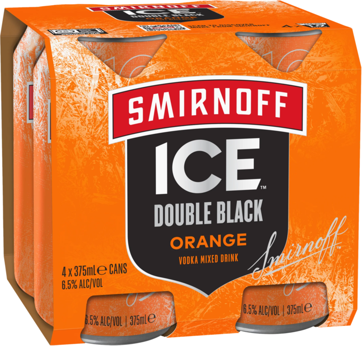 Smirnoff Ice Double Black 6.5% Orange Crush Can 4X375ML