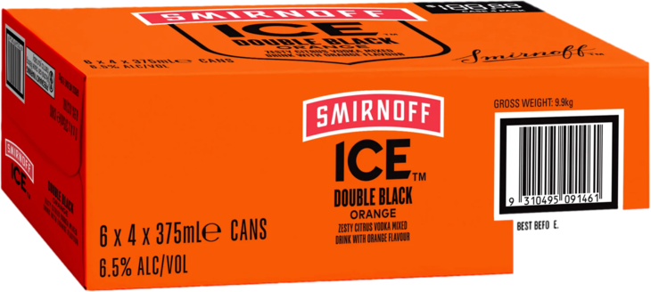 Smirnoff Ice Double Black 6.5% Orange Crush Can 24X375ML