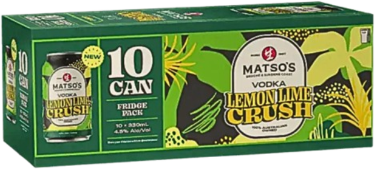Matsos Lemon Lime Crush 4.5% Can 10X330ML