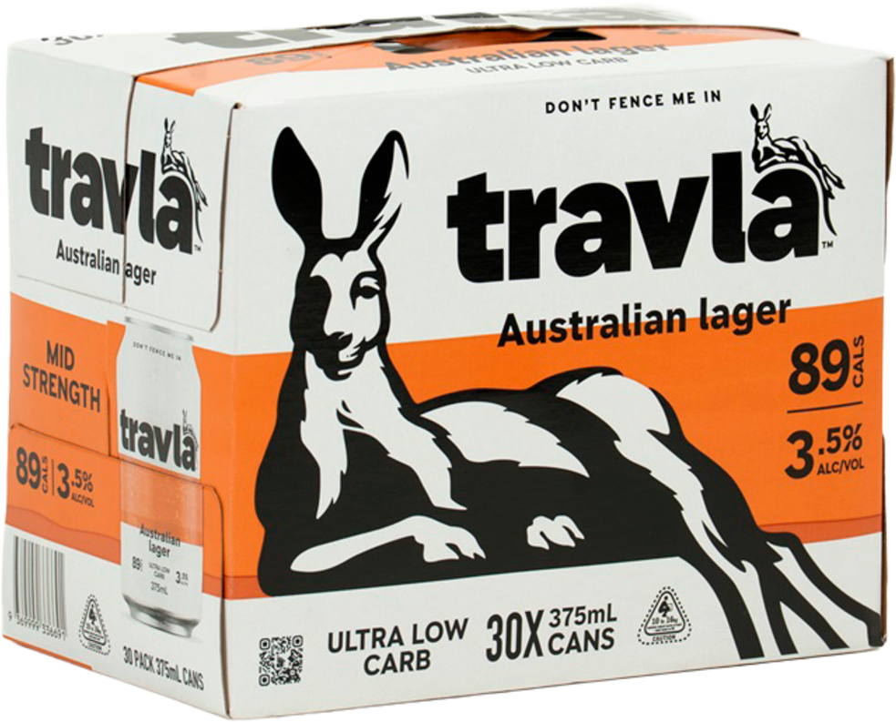 Travla Low Carb Mid Strength Lager Can 30X375ML