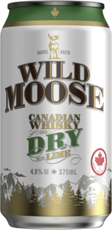 Wild Moose Canadian Whisky & Dry With Lime 4.8% 4 X 6 X 375ML Can