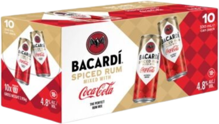 Bacardi Spiced & Coca Cola 4.8% Can 10X330ML
