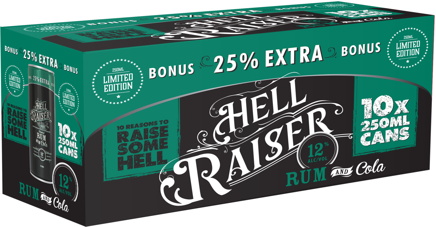 Hell Raiser Rum & Cola 12% Can 10x250ml