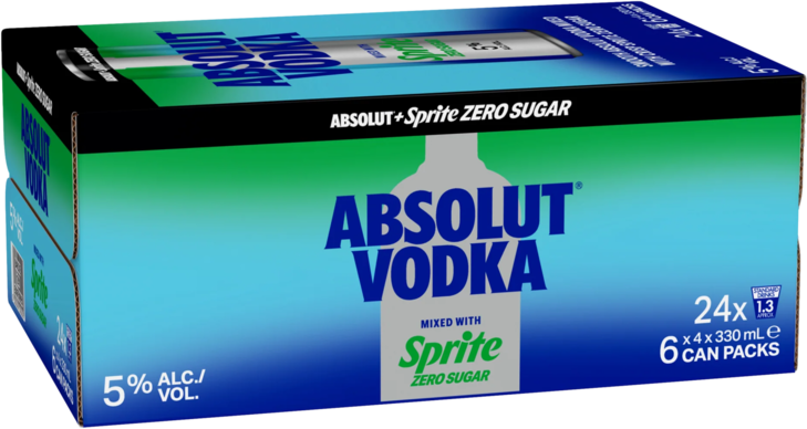 Absolut Vodka & Sprite Zero 5% Can 24X330ML