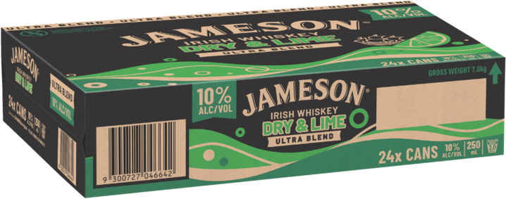 Jameson Ultra Dry & Lime 10% Can 24X250ML