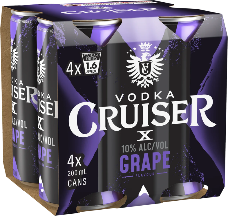 Vodka Cruiser Grape 10% Can 4X200ML