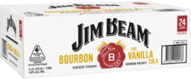Jim Beam Cola & Vanilla 4.8% Can 24X375ML