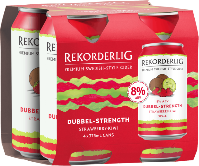 Rekorderlig Dubbel 8% Strawberry Kiwi Can 4X375ML