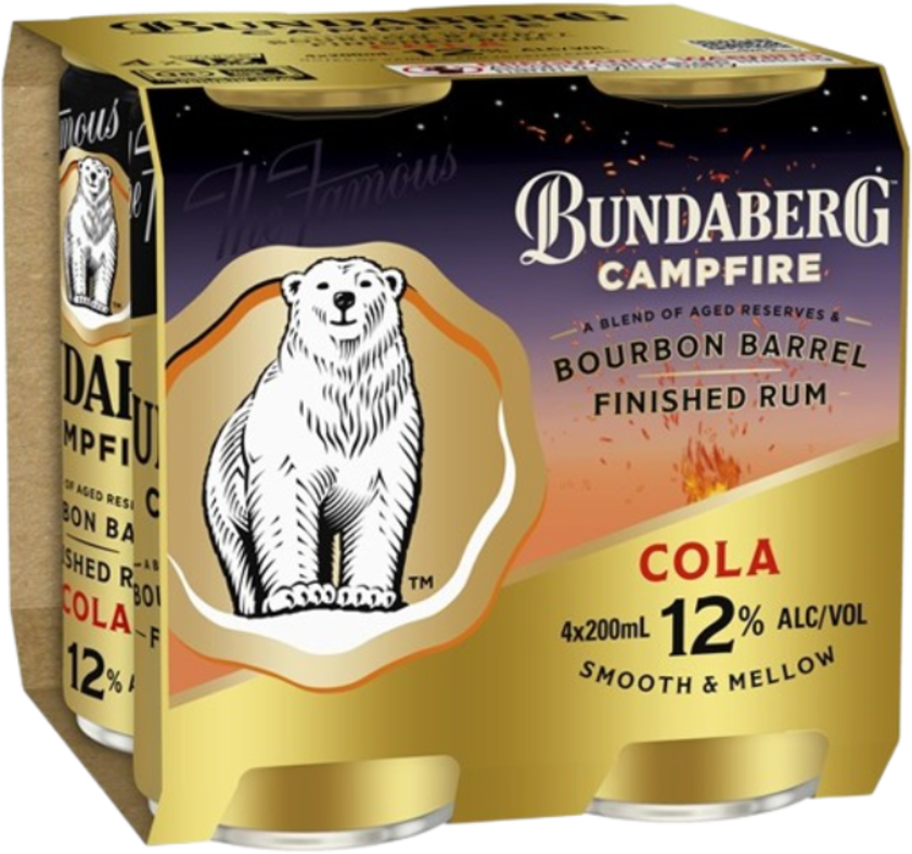 Bundy Campfire Bourbon Barrel & Cola 12% Can 4X200ML
