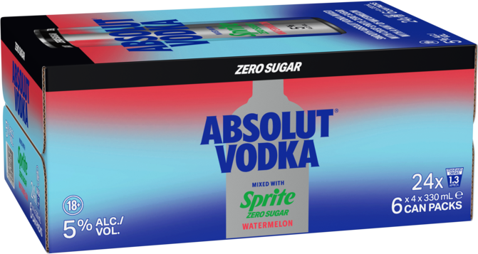 Absolut Vodka & Sprite Watermelon Zero 5% Can 24X330ML