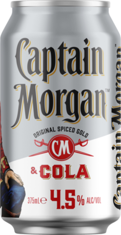 Captain Morgan 4.5% Rum Cola Can 10X375ML