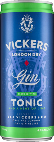 Vickers Gin & Tonic Can 1X250ML